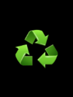 A bright green recycling symbol consisting of three chasing arrows forming a triangular loop, representing sustainable and responsible disposal by Wilk's Junk Service.