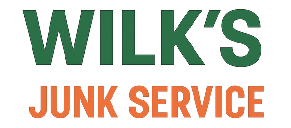 Logo for Wilk's Junk Service with "Wilk's" in green (#4B904D) and "Junk Service" in orange (#FF6B18) on a transparent background.
